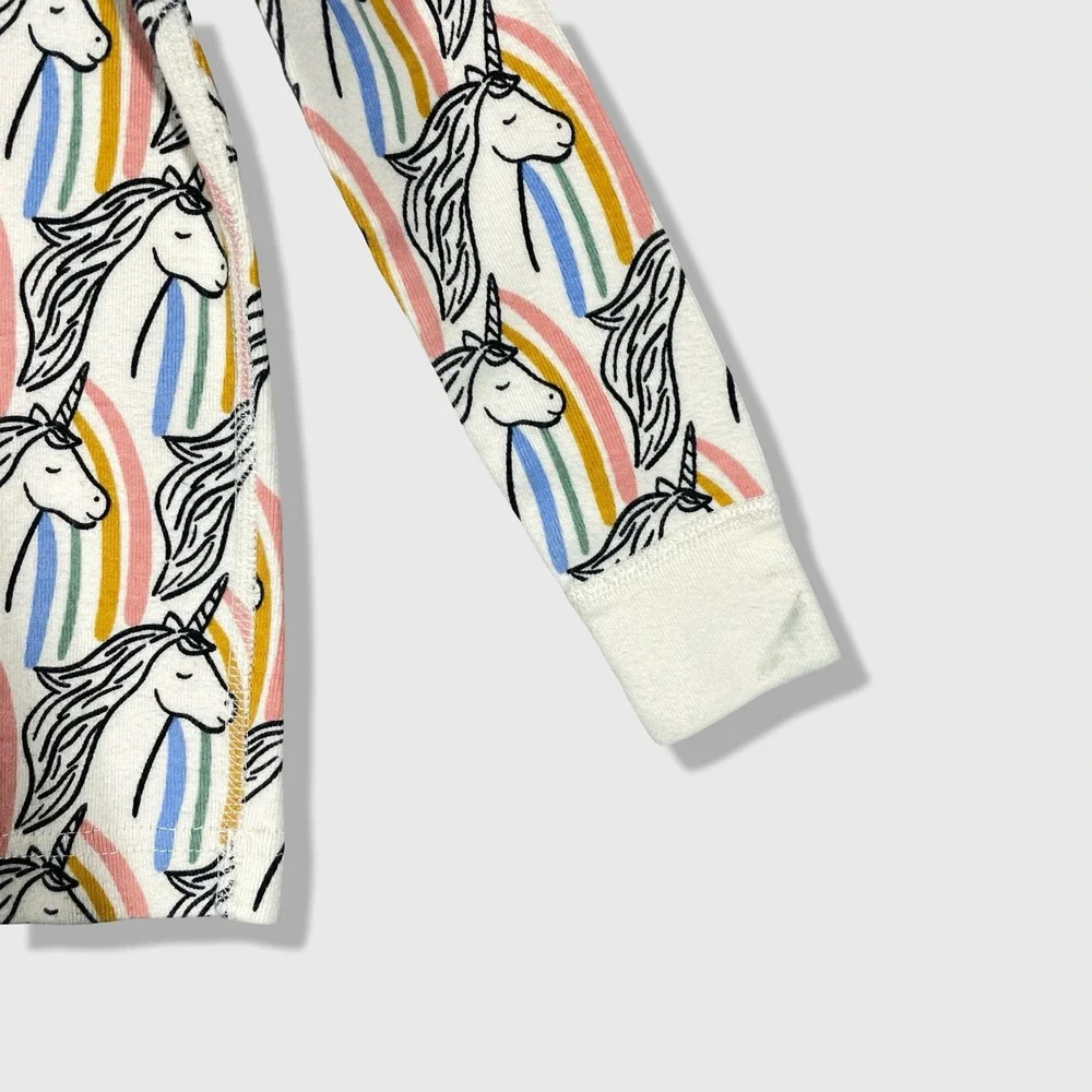 Hanna Andersson Long Sleeve Pajama Top Girls 3T‎ White Unicorn Rainbow Whimsical